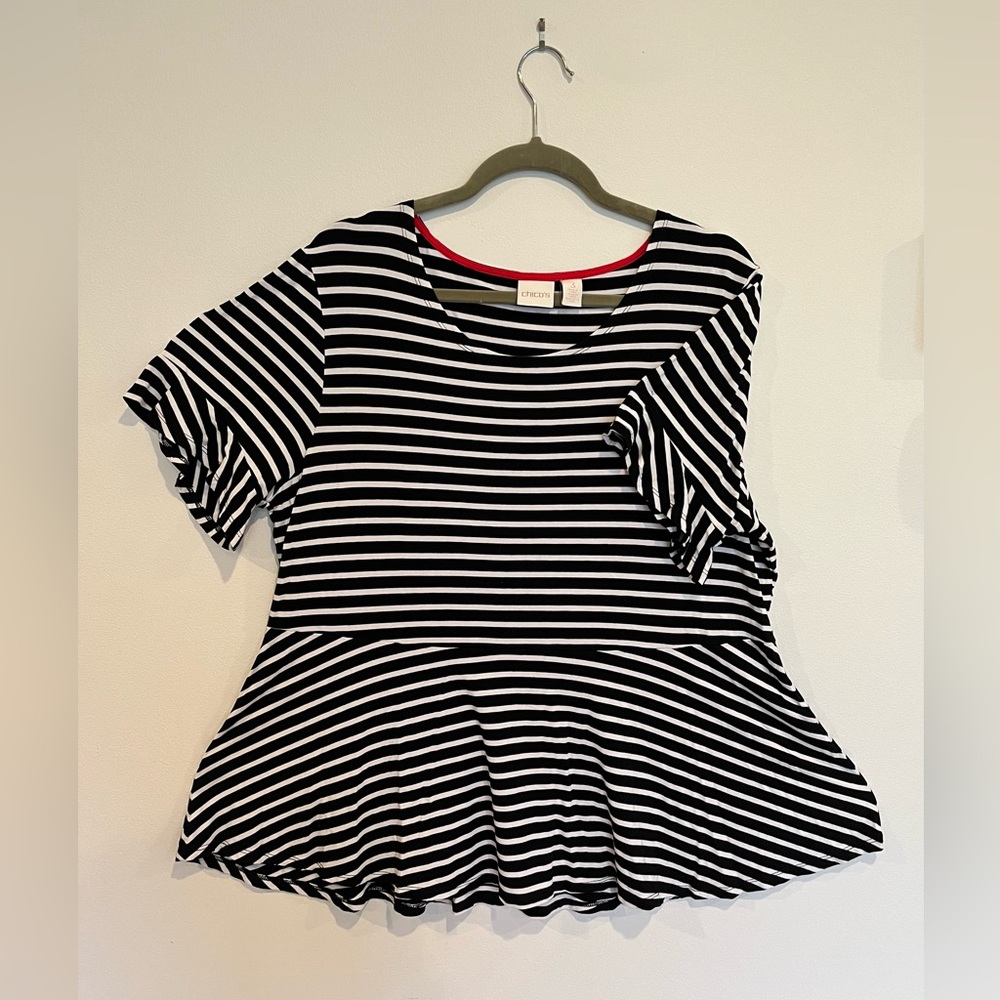 Chicos Striped Tunic Top Size 3